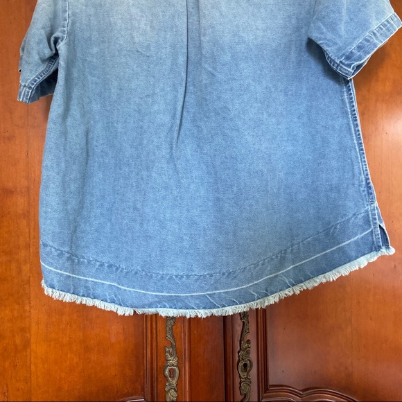 NWT Adriano Goldshmeid Peter Top in Sunwashed Patched Denim Polo - Picture 8 of 11